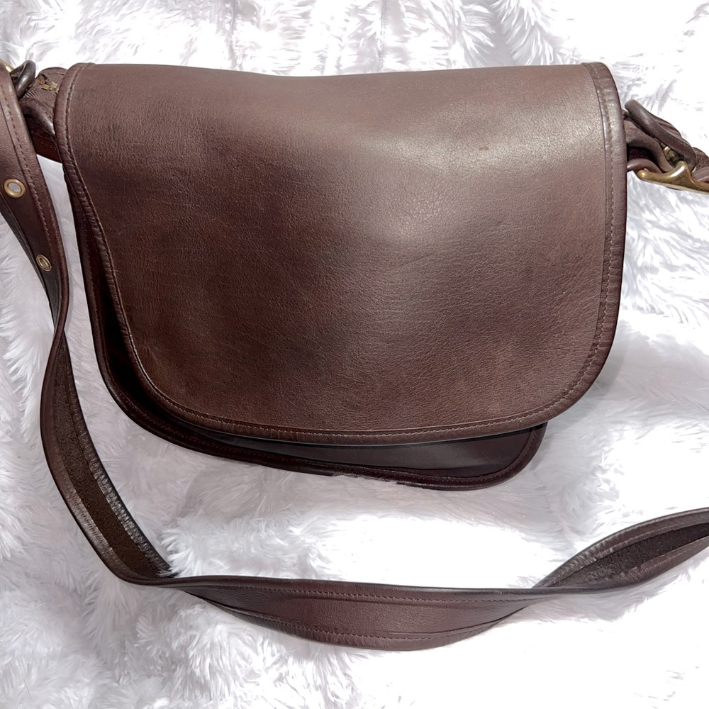 COACH Vintage  Deep Brown Leather Saddle Flap Messenger Unisex